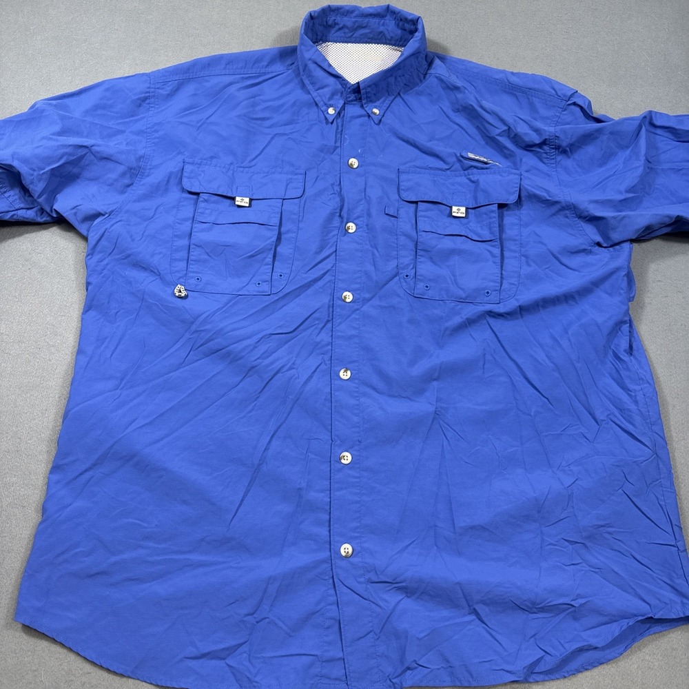 Columbia Short Sleeve Men's XXL NO TAG BLUE Omni Shade Fishing Shirt VENTED